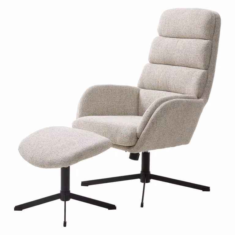 Nest of Nora Relaxfauteuil met hocker - Bouclé - Offwhite