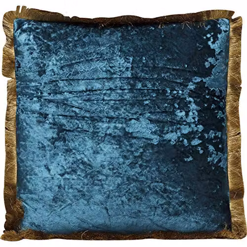 Kare Cannes Sierkussen Petrol Blauw/Goud, 45 x 45 x 8 cm