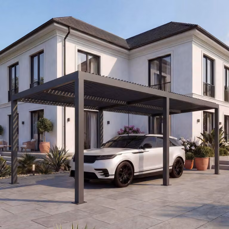 Mendler Carport HWC-L46 Autoveranda Garageoverkapping Antraciet 3 x 6 meter