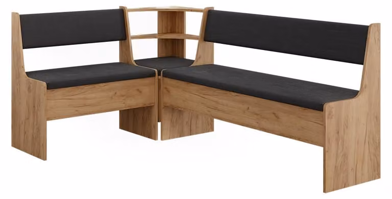 Vicco Roman Hoekbankgroep met tafel, Goudkleurig Eiken, B/D/H: 180.1 x 120.1 x 80.0 cm