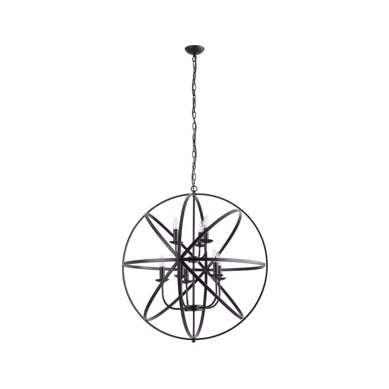 Searchlight Orbit Antieke Hanglamp met 8 Lichtpunten - Zwart