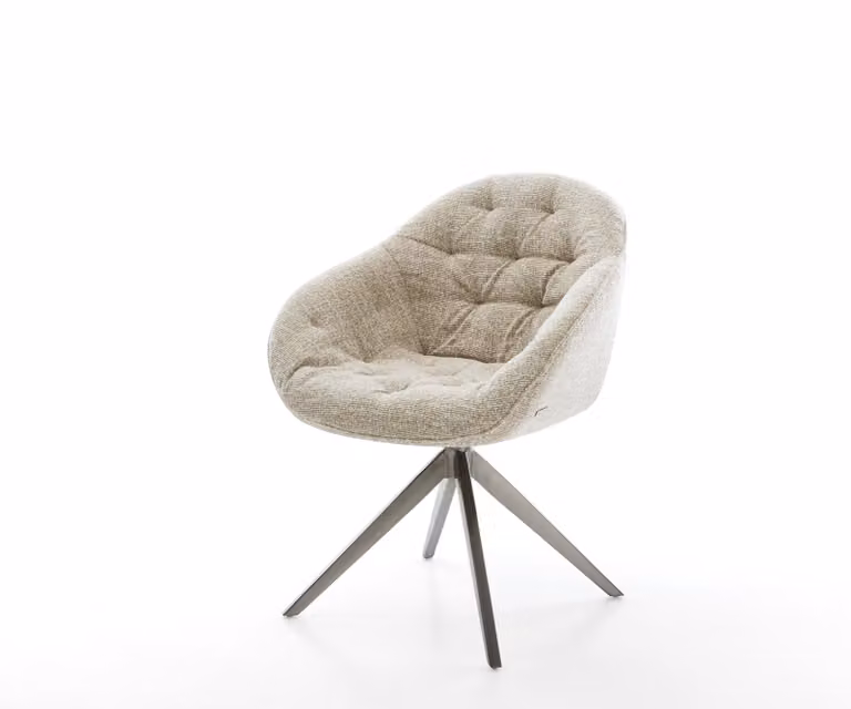 DELIFE Draaistoel Gaio-Flex met armleuningen beige geweven stof en grafiet kruisframe 360 graden draaibaar met rocker-functie