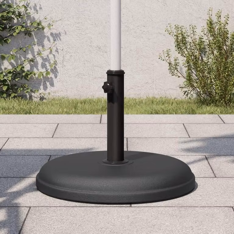 Zwarte parasolvoet voor terras en tuin, beton gevuld, 15 kg