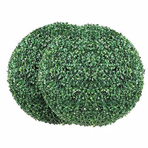 VEVOR Set van 2 groene kunstmatige buxusbollen, ronde decoratieve planten met LED-lampjes, Diameter: 50,8 cm