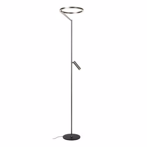 Lucide Applause moderne vloerlamp van aluminium en metaal met dimbare LED en instelbare kleurtemperatuur - Grijs/Bruin/Zilver - Ø 33 cm, Hoogte: 180 cm