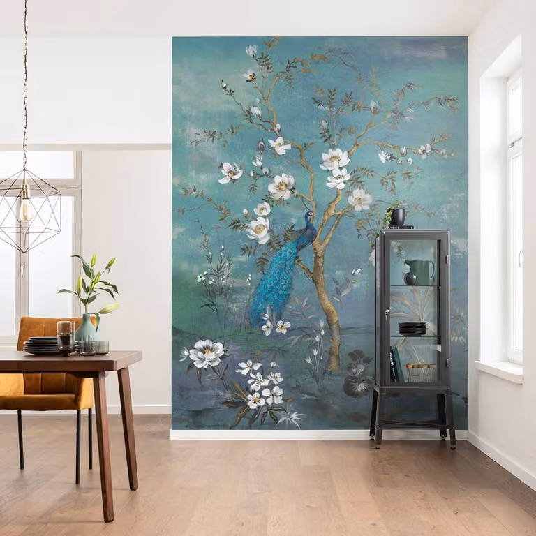 home24 Vlies-fotobehang Antheia Floral Multicolour Blauw B: 200 cm, H: 280 cm