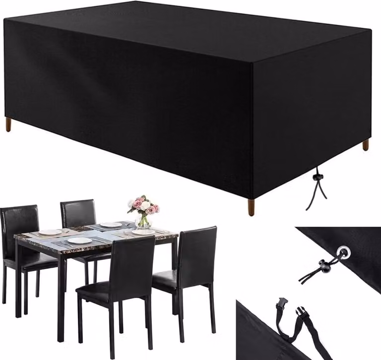 Zwarte waterdichte en scheurbestendige tuinmeubelhoes voor terrasmeubels, B/D/H: 250 x 135 x 75 cm