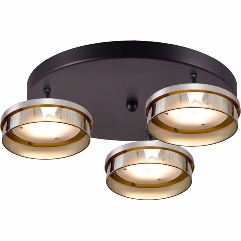 Masterlight Imperia Plafondlamp - 3-lichts - Zwart met Nikkel en Transparant Glas