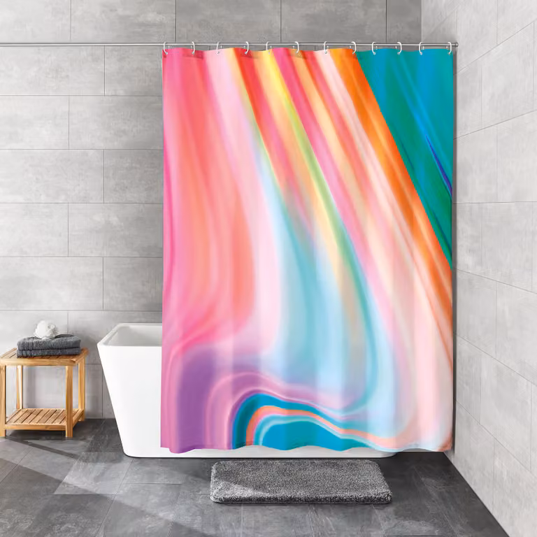 home24 Douchegordijn Vibes meerkleurig polyester B: 180 cm, H: 200 cm