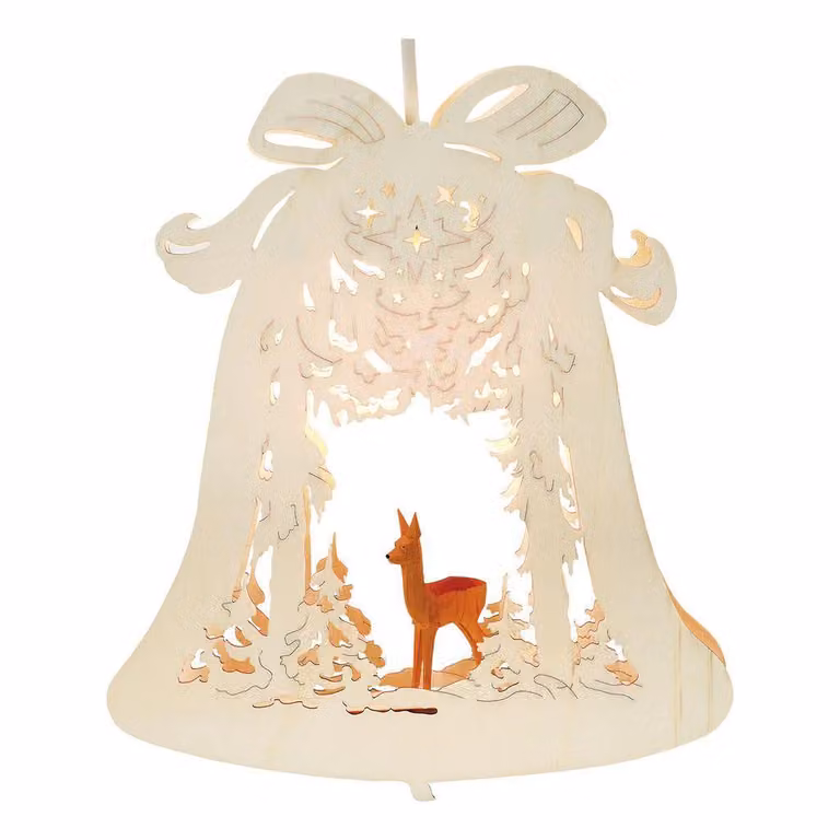Saico Seiffen Fensterlicht Hert met bel, elektrisch verlicht met LED-lamp, B/D/H: 24 x 28 x 4,5 cm