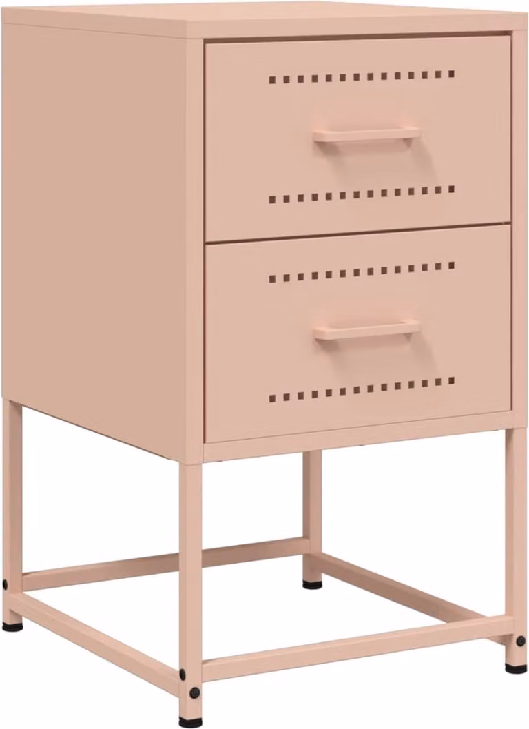 vidaXL Nachtkastje in staal - Roze - B: 36 cm, D: 39 cm, H: 60,5 cm