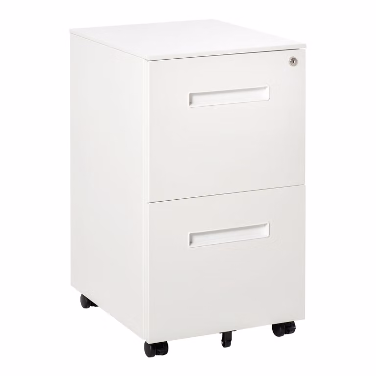 Vinsetto Rolcontainer multifunctionele archiefkast met stalen behuizing en slot, Wit, B: 39 cm, D: 48 cm, H: 67 cm