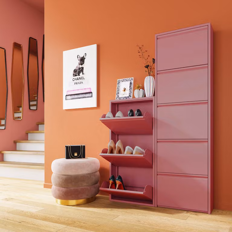 Kare Design Caruso schoenenkast roze metaal H x B x D: 103 x 50 x 15 cm