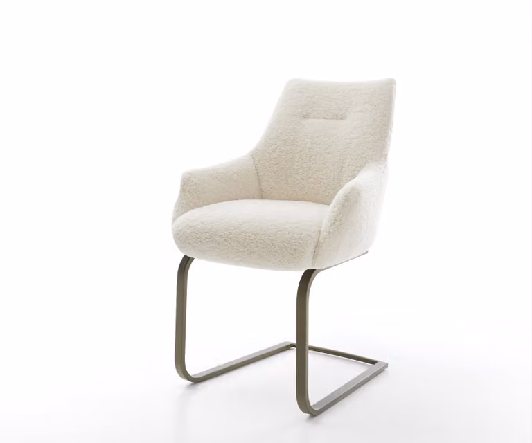 DELIFE Alja-Flex Sledemodel Bank met Armleuning - Teddy Beige - Boucle en Microfibre - Titanium Pocketveer Kern