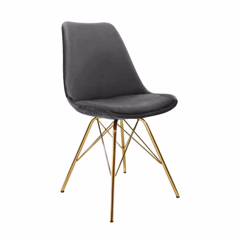 Kick Collection Velvet Kuipstoel - Donkergrijs met Goud Frame