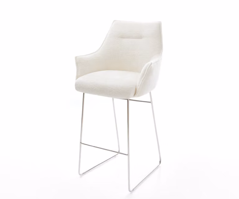 DELIFE Barstoel Alja-Flex Beige Bouclé met Zilveren Sledeonderstel