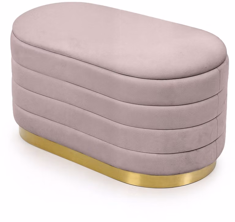 Akord Bella Fluwelen Bank met Opbergruimte - Gedempt Roze - 80 cm