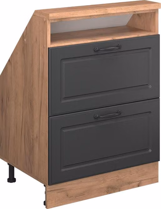 Vicco R-Line Keukenkast voor schuine wand in Antraciet landhuis met 2 laden, Model 58223