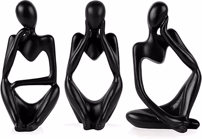 Set van 3 Abstracte Resin Sculpturen voor Decoratie in de Woonkamer, Slaapkamer of Boekenkast