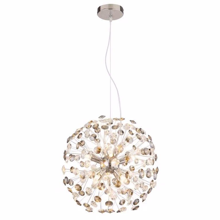 Globo Katrina LED-hanglamp zilver/chroom met glas Ø 40cm