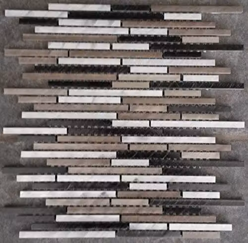 Mozaïektegels aluminium stokjes mat zwart zilver brons 30x30 cm M810