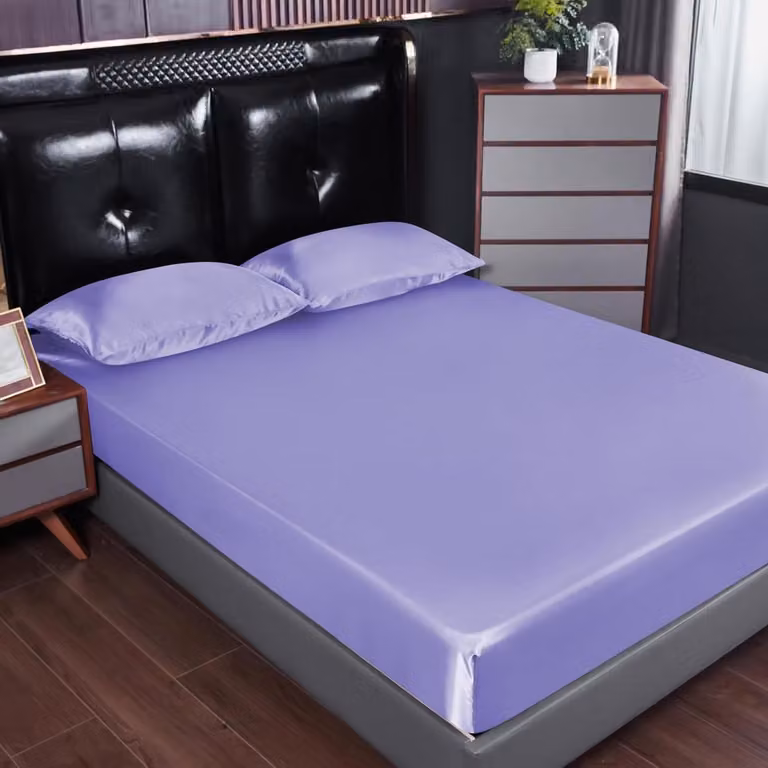Paars Hoeslaken en Matrasbeschermer met 360 graden elastiek voor volwassenen, 120 x 200 x 30 cm