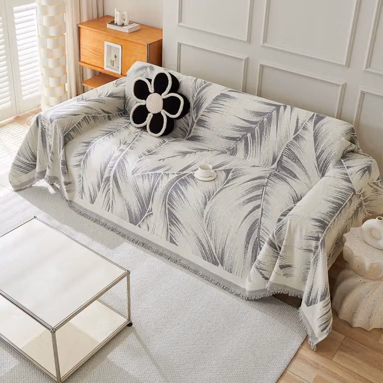 Omgoods Omkeerbare Banksprei met Botanisch Patroon, 180 x 340 cm