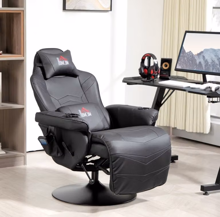 CHICFURN Massagestoel met 6 massagepunten en draaibaar functie - Zwart
