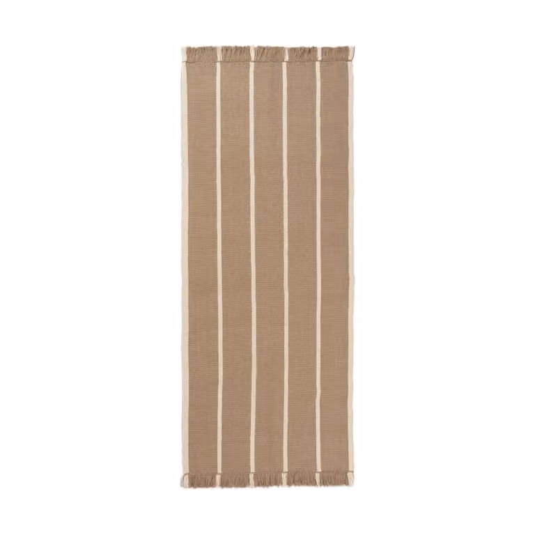 Ferm Living Calm Kilim gangloper in Dark Sand en Off-white, Breedte: 80 cm, Lengte: 200 cm