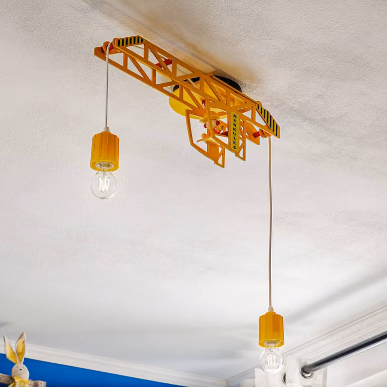 Elobra Herkules Plafondlamp voor de Kinderkamer, Geel, Hout, B/D/H: 60 x 20 x 50 cm