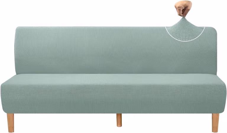 Super zachte en stretchy futonhoes zonder armleuningen - Antislip bankovertrek voor jouw sofa - Macha Groen