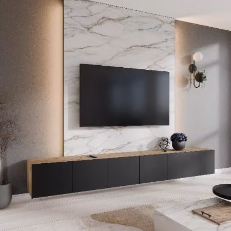 MargaretHadas24 Leo TV-kast, modern design, zwart, Breedte: 300 cm