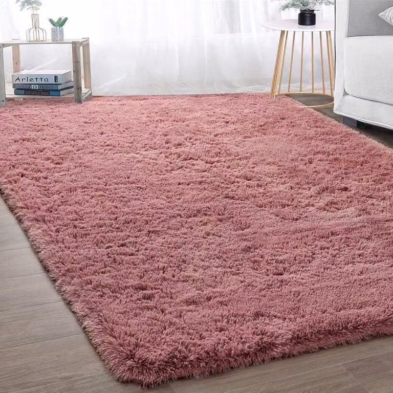 Zacht Shaggy Vloerkleed voor Woonkamer, Slaapkamer of Kinderkamer - Blush Roze - 152 x 244 cm