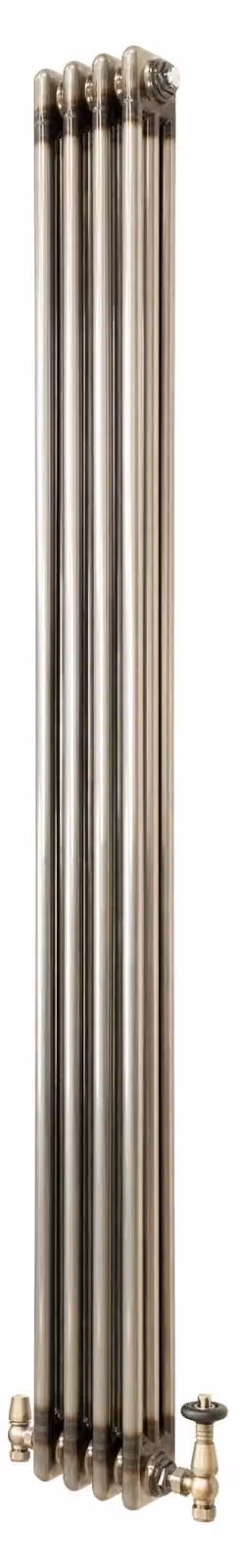 Monster Shop Klassieke radiator met drie secties en thermostaatkraan - Ruw metaal - B: 180 cm, H: 20 cm
