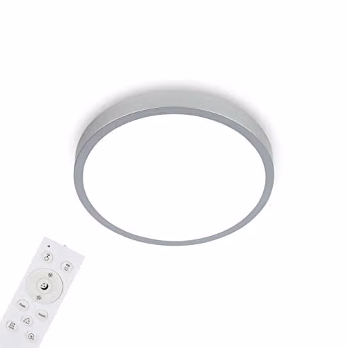 Briloner LED plafondlamp RGBW, dimbaar met afstandsbediening en timer, zilverkleurig, Diameter: 38 cm