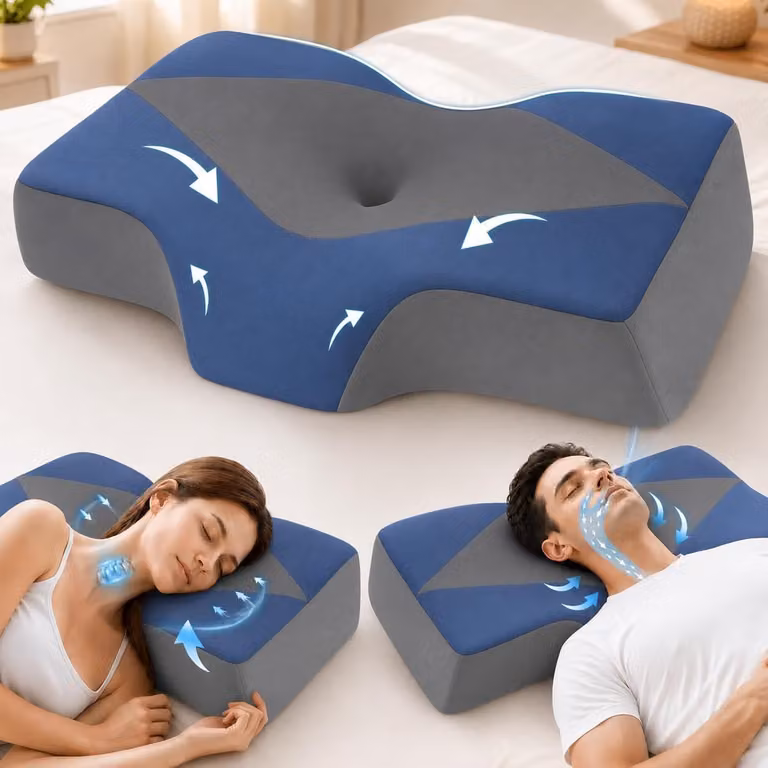 SnelShoppen Orthopedisch Nek- en Schouderpijnkussen - Ergonomisch Geheugenschuim Kussen met 2 Hoogtes en Wasbare Koelende Hoes voor Zij- en Rugslapers