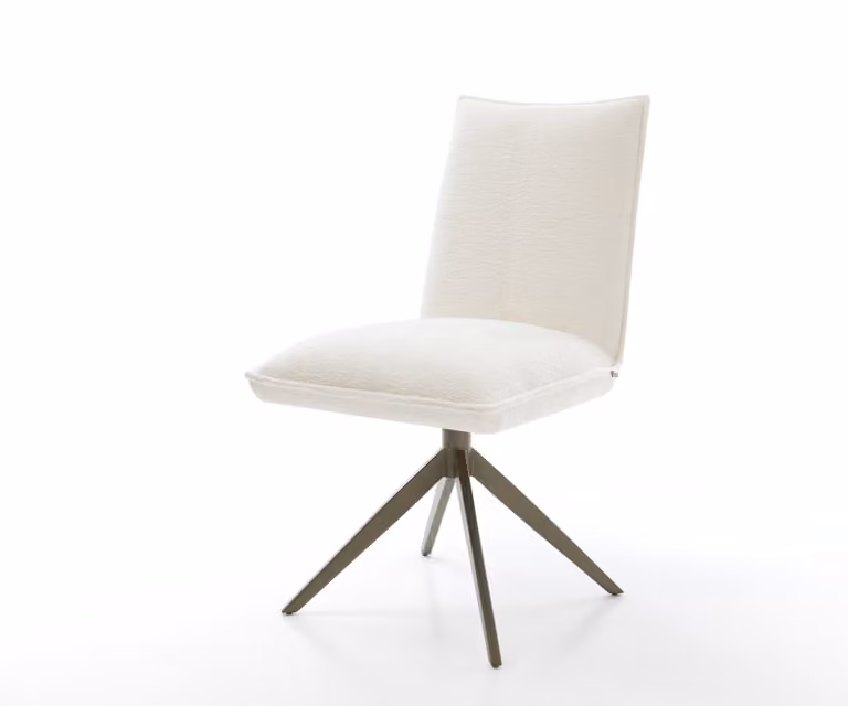 DELIFE Lelio-Flex Draaistoel met Bouclé Stoffering in Beige en Titanium Kruisframe