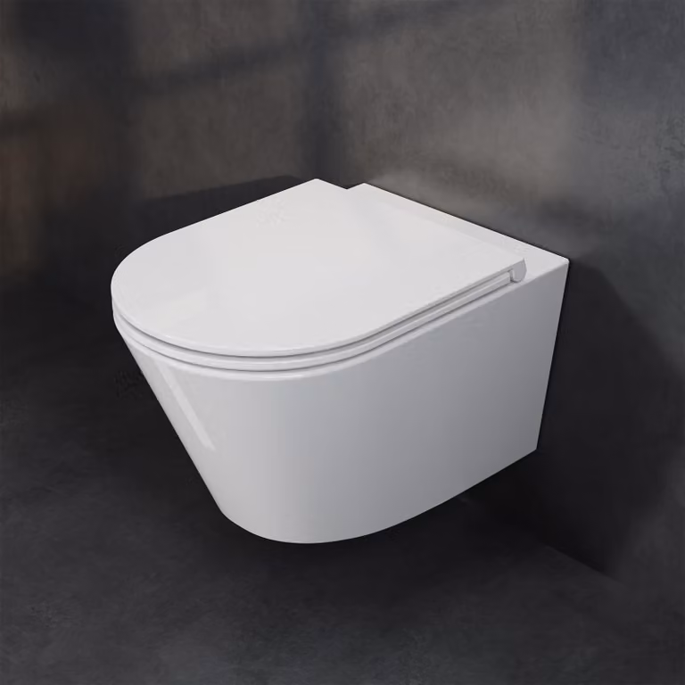 HOROW Hangtoilet met SuperSpin-spoelsysteem, inclusief toiletpot en soft-close toiletdeksel, B/D/H: 52,5 x 35,8 x 36 cm