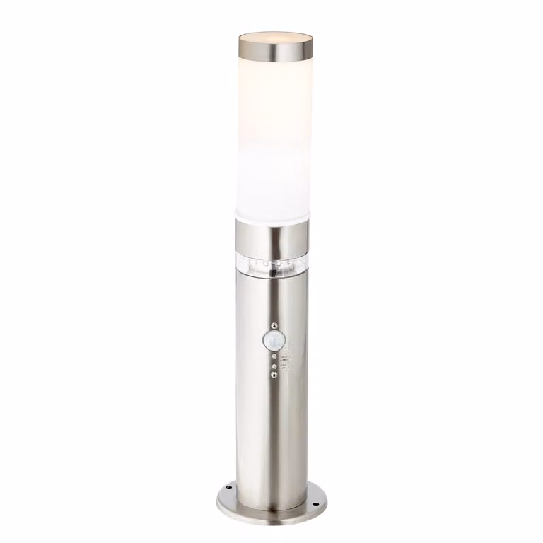 Brilliant RVS terraslamp Bole met sensor en LED in zilver