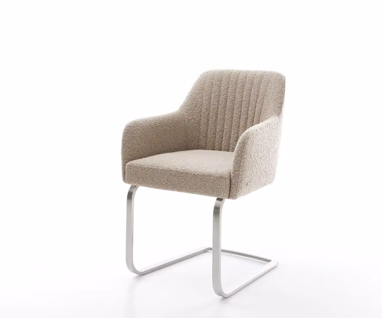 DELIFE Greg-Flex Sledemodel Bank met Bouclé Bekleding en Pocketveer Kern in Beige/Bruin/Zilver