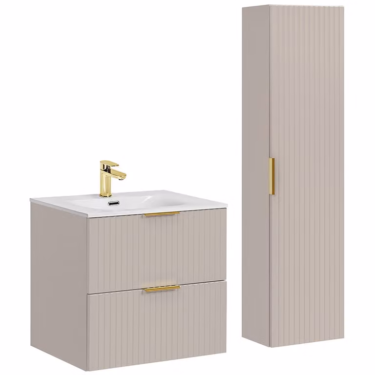 Lomadox Badkamermeubelset met 60cm wastafel, 2-delig, Kasjmier, ADELAIDE-56-CASHMERE