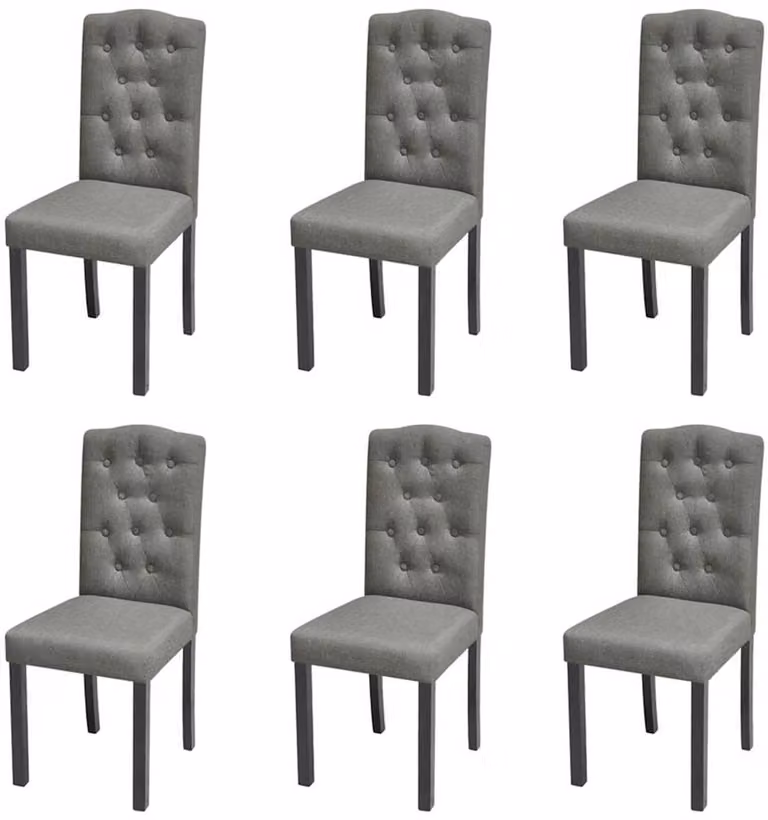 vidaXL Set van 6 Eetkamerstoelen - Stof - Grijs