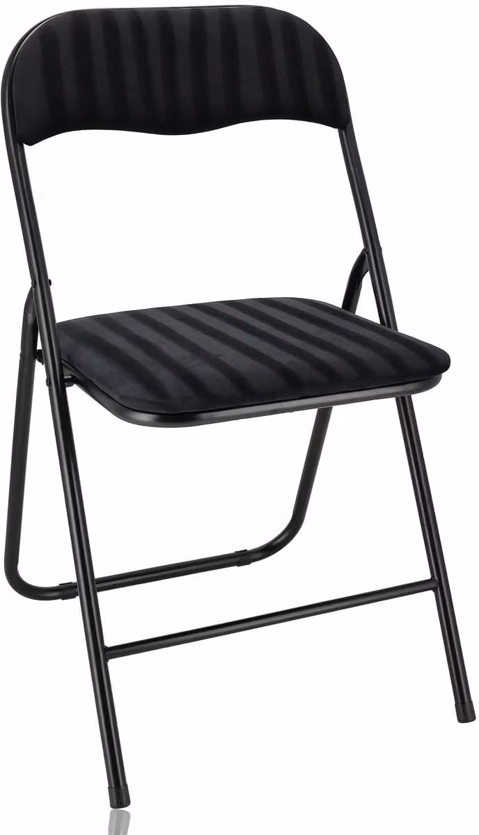 Luxe velvet klapstoel met kussentjes - Zwart - Zithoogte: 43 cm