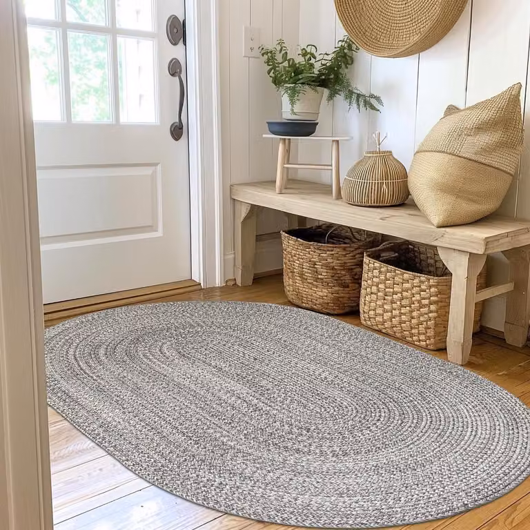 Multicolor Gevlochten Vloerkleed in Landelijke Stijl voor Woonkamer, Eetkamer of Keuken - B/D: 120 x 180 cm