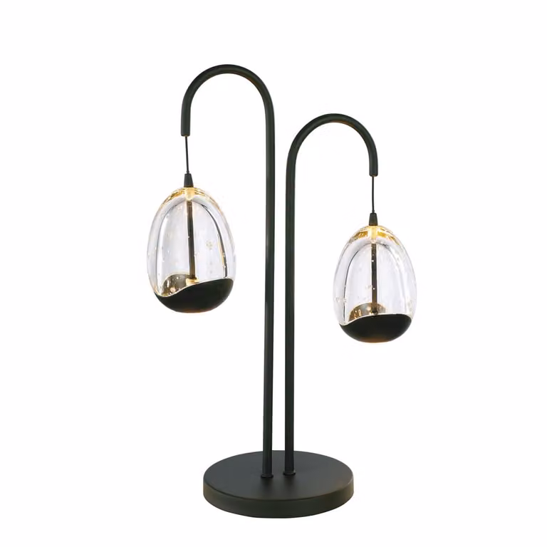Highlight Tafellamp Clear Egg 2-lichts zwart en transparant H 48 cm