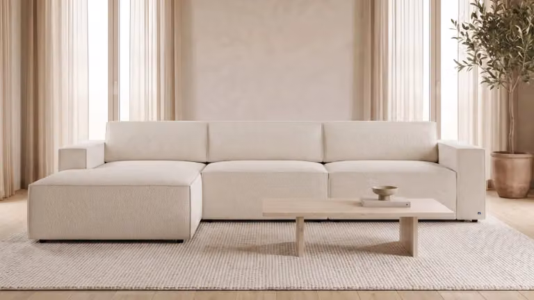 BRUNO® LOUNGE Hoekbank Aurora Soft Beige met opbergruimte en logeerbed
