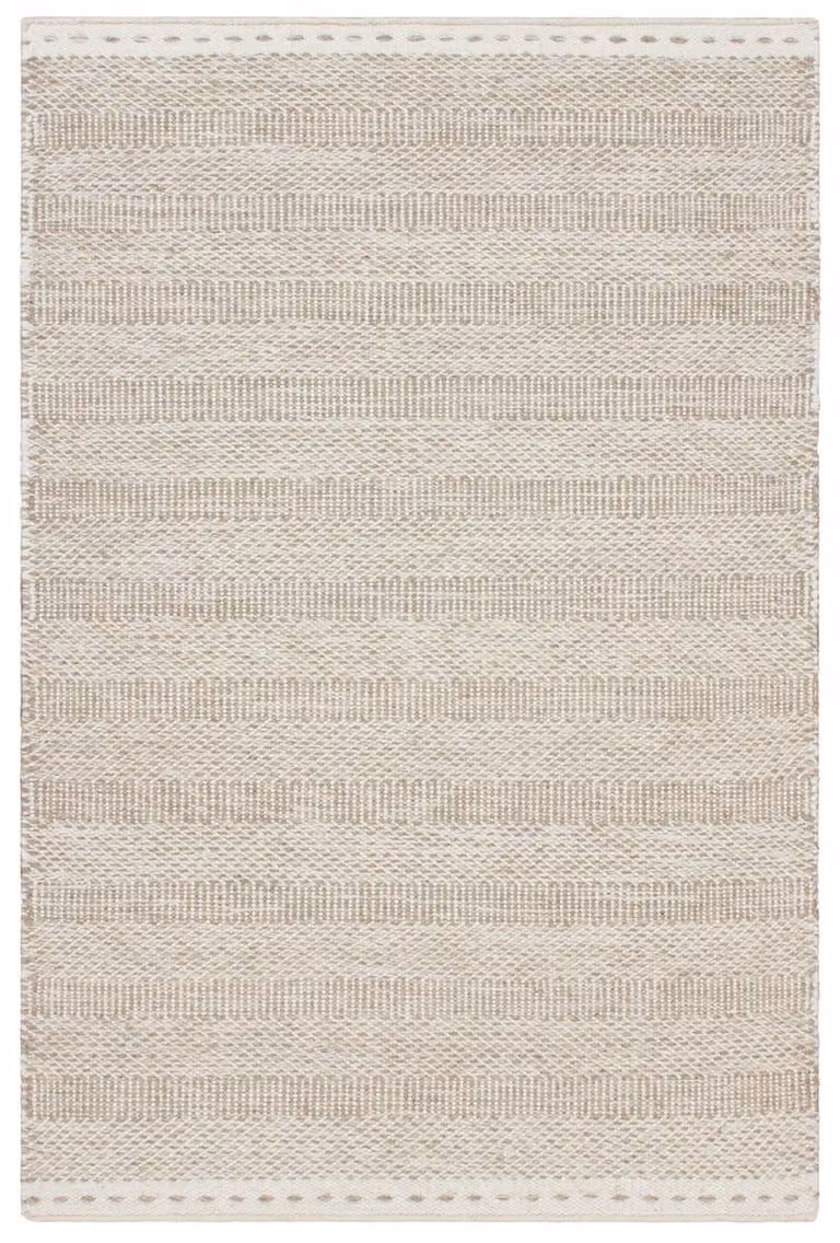 Padiro laagpolig wollen vloerkleed lichtbeige met boho-streeppatroon B: 120 cm, D: 170 cm