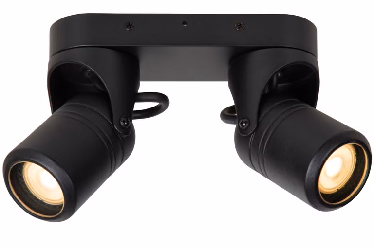 Lucide NIORT Plafondspot Zwart - Dubbele GU10 LED Buiten/Binnen - IP44 - Verstelbaar en Dimbaar