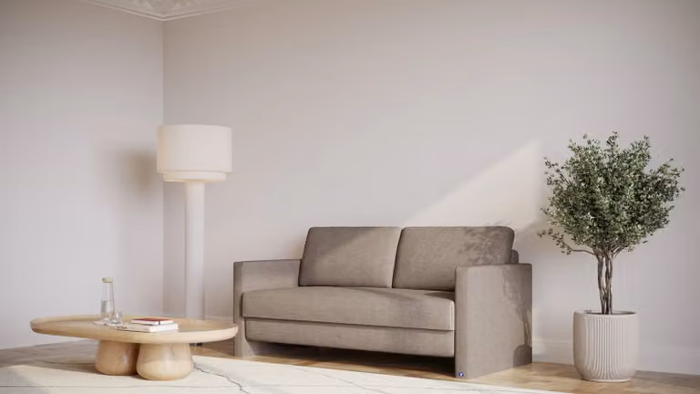 BRUNO slaapbank met boxspringcomfort in taupe grijs-beige, 160 cm breed, massief houten frame