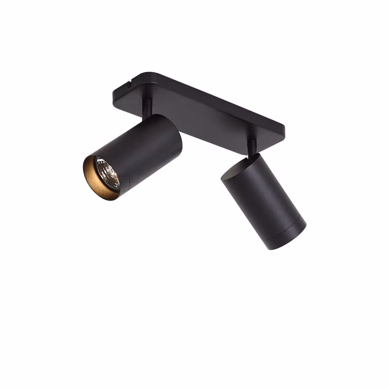 Qazqa Moderne Plafondlamp Zwart en Goud/Messing - Verstelbare LED Accentlamp GU10
